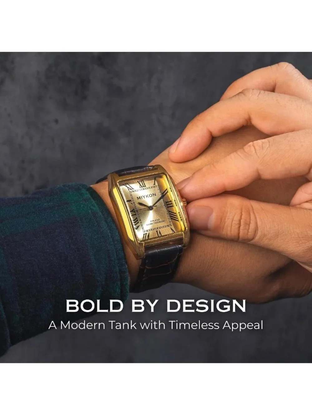 Vintage Men's Tank Dress Watch | Genuine Leather Strap, Water Resistant, Classic